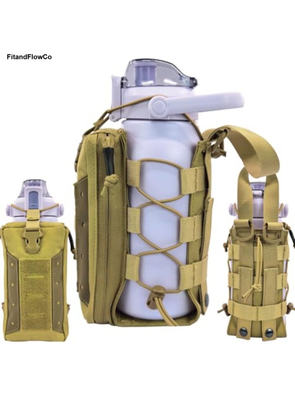 1000D Nylon MOLLE Water Bottle Holder Pouch Adjustable 16-77oz